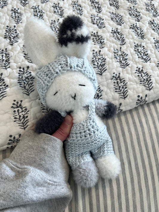 White and dark gray bunny